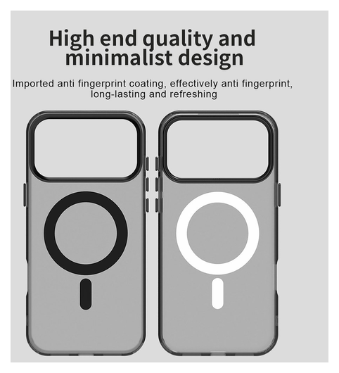 Apple iPhone 17 Pro Max Hoesje MagSafe Backcover Semi-Transparant & Zwart afbeelding 8