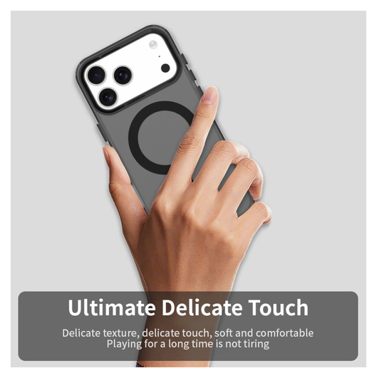 Apple iPhone 17 Pro Max Hoesje MagSafe Backcover Semi-Transparant & Zwart afbeelding 9