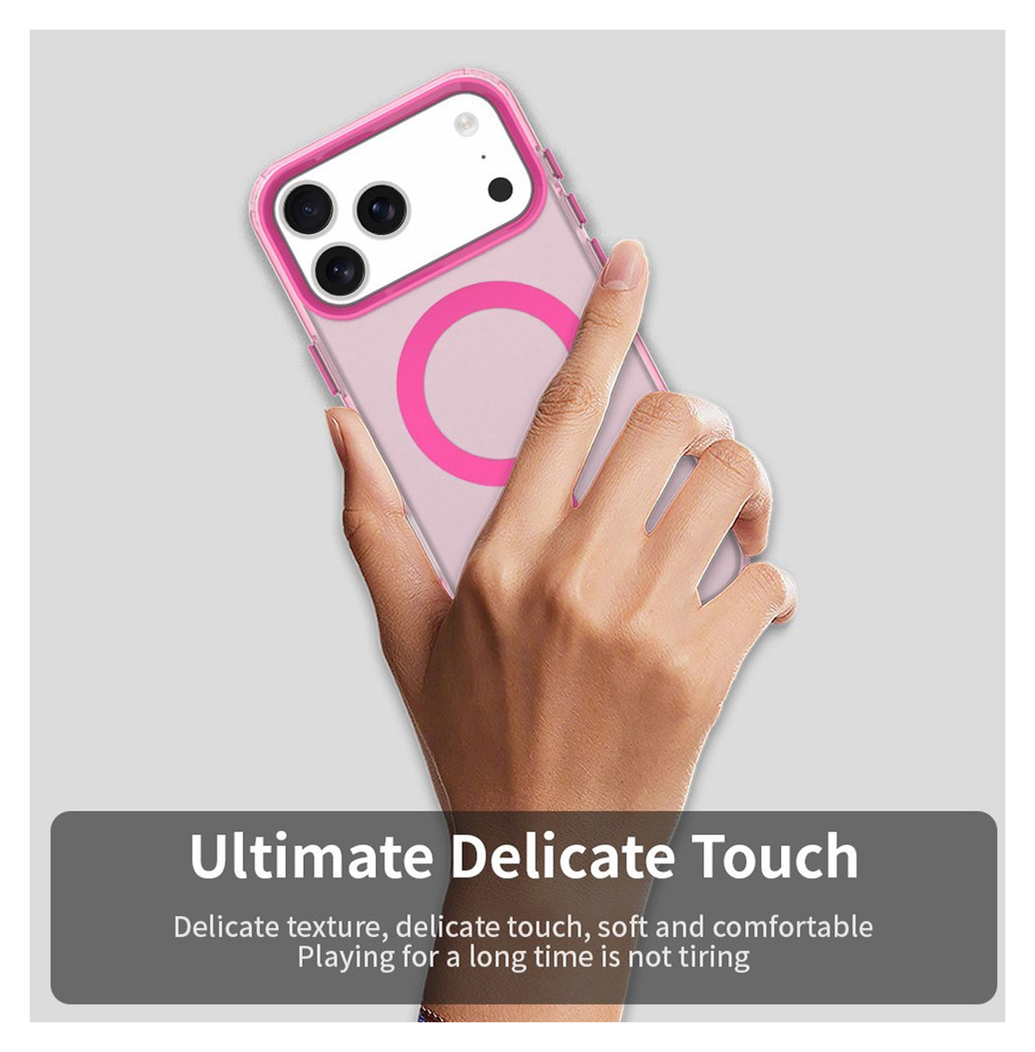 Apple iPhone 17 Pro Max Hoesje MagSafe Backcover Semi-Transparant & Roze afbeelding 10