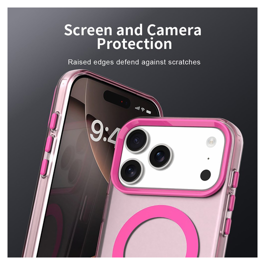 Apple iPhone 17 Pro Max Hoesje MagSafe Backcover Semi-Transparant & Roze afbeelding 8