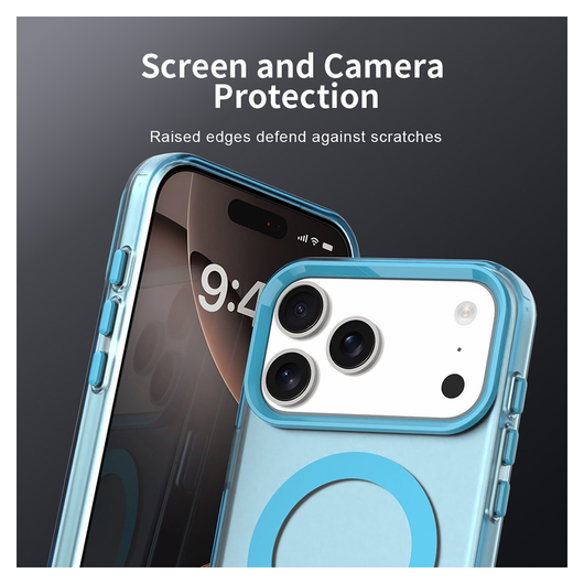 Apple iPhone 17 Pro Max Hoesje MagSafe Backcover Semi-Transparant & Blauw afbeelding 8