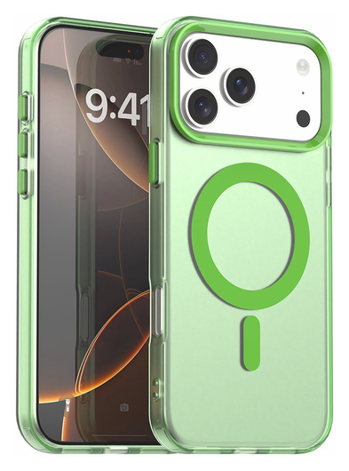 Apple iPhone 17 Pro Max Hoesje MagSafe Backcover Semi-Transparant & Groen afbeelding 1