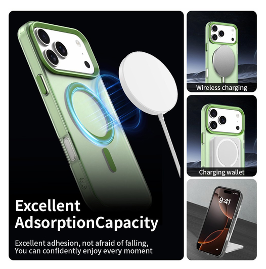 Apple iPhone 17 Pro Max Hoesje MagSafe Backcover Semi-Transparant & Groen afbeelding 4