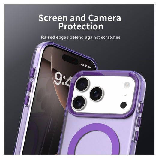 Apple iPhone 17 Pro Max Hoesje MagSafe Backcover Semi-Transparant & Paars afbeelding 8