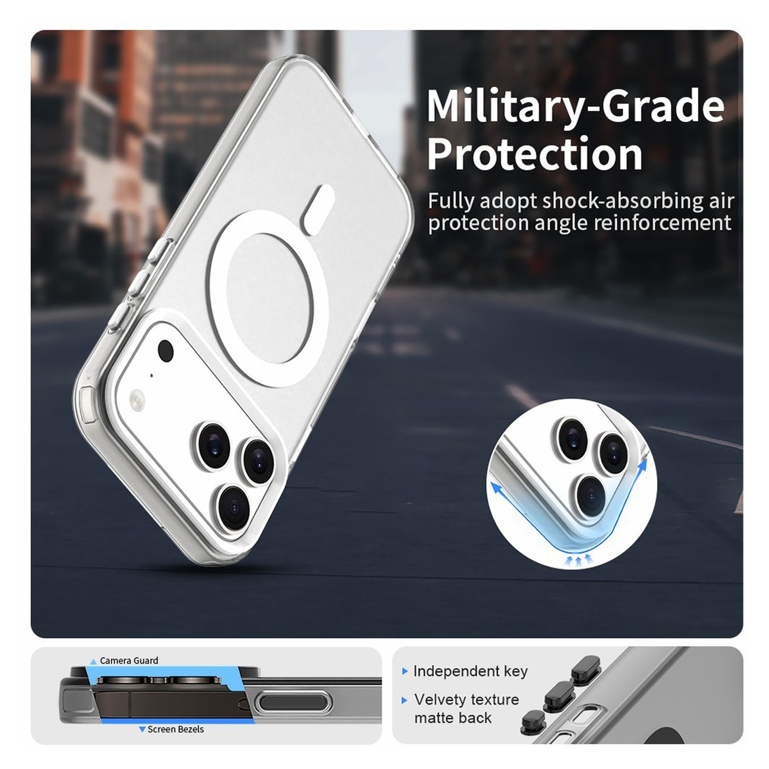 Apple iPhone 17 Pro Hoesje MagSafe Backcover Semi-Transparant & Wit afbeelding 6