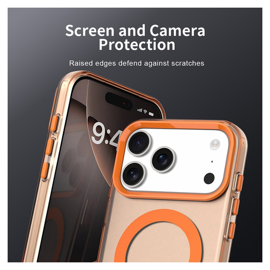 Apple iPhone 17 Pro Hoesje MagSafe Backcover Semi-Transparant & Oranje afbeelding 8