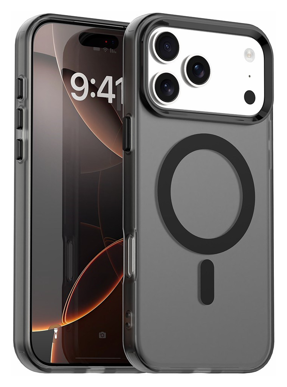 Apple iPhone 17 Pro Hoesje MagSafe Backcover Semi-Transparant & Zwart afbeelding 1