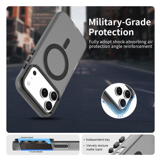 Apple iPhone 17 Pro Hoesje MagSafe Backcover Semi-Transparant & Zwart afbeelding 5