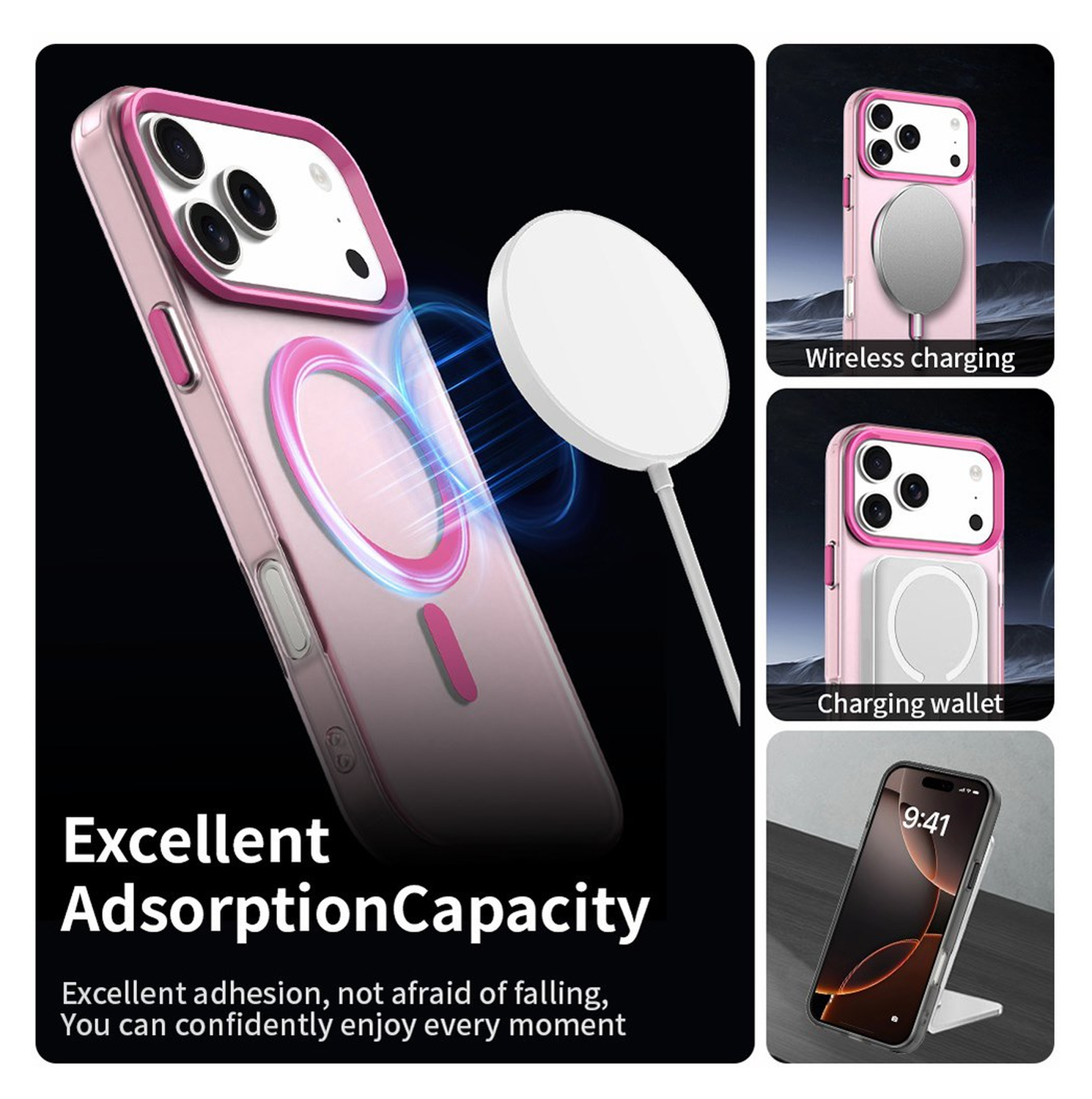 Apple iPhone 17 Pro Hoesje MagSafe Backcover Semi-Transparant & Roze afbeelding 4