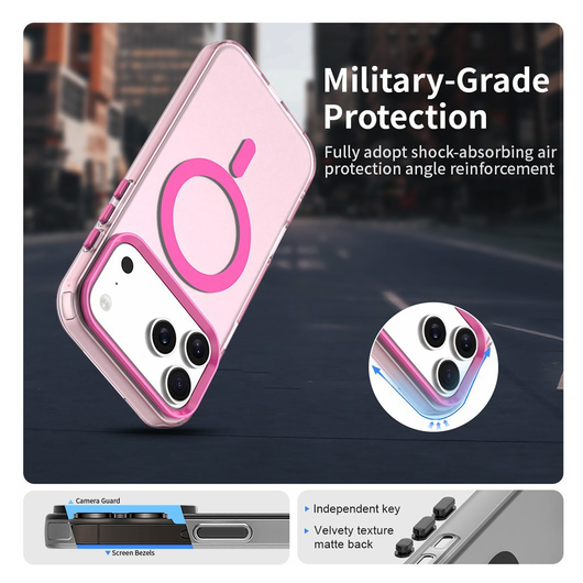 Apple iPhone 17 Pro Hoesje MagSafe Backcover Semi-Transparant & Roze afbeelding 5