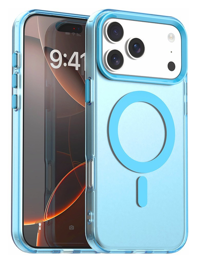 Apple iPhone 17 Pro Hoesje MagSafe Backcover Semi-Transparant & Blauw afbeelding 1