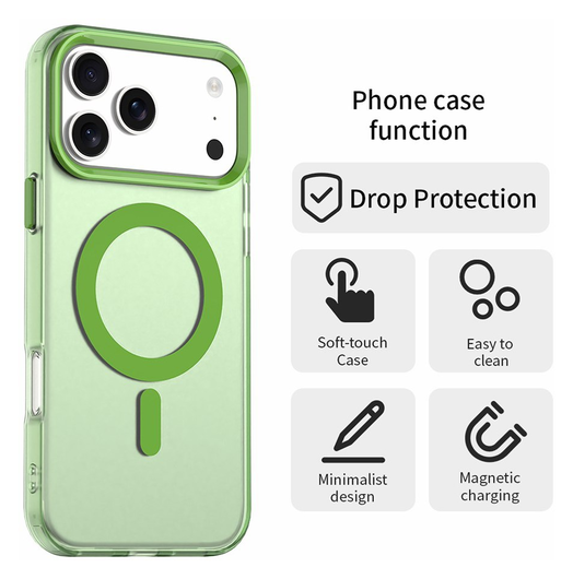Apple iPhone 17 Pro Hoesje MagSafe Backcover Semi-Transparant & Groen afbeelding 2