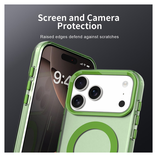 Apple iPhone 17 Pro Hoesje MagSafe Backcover Semi-Transparant & Groen afbeelding 5