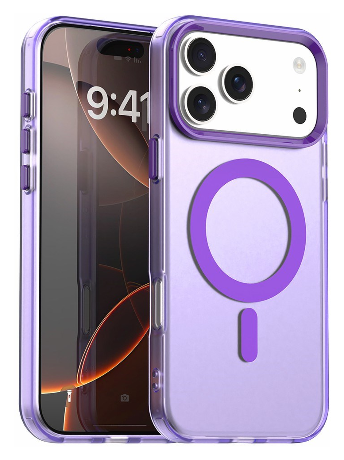 Apple iPhone 17 Pro Hoesje MagSafe Backcover Semi-Transparant & Paars afbeelding 1