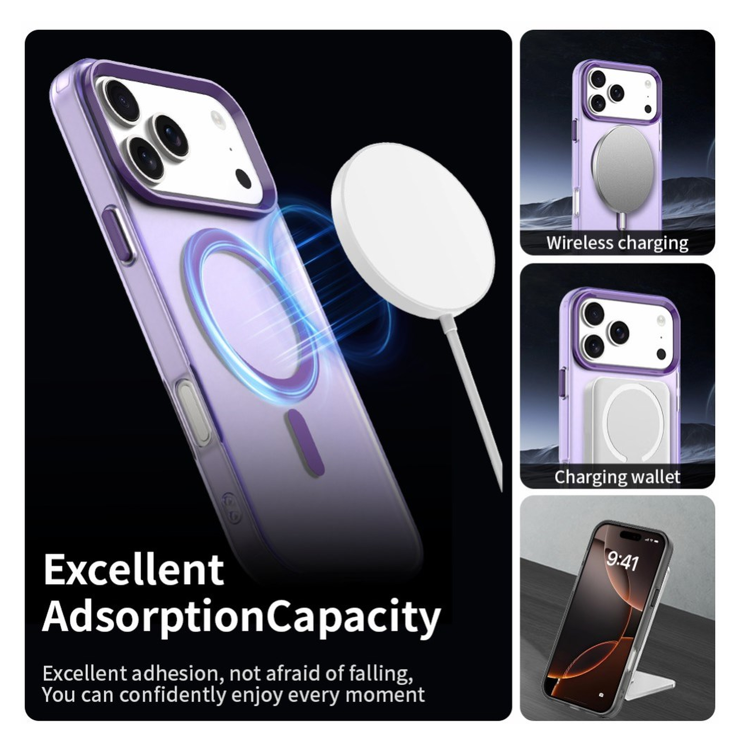 Apple iPhone 17 Pro Hoesje MagSafe Backcover Semi-Transparant & Paars afbeelding 4