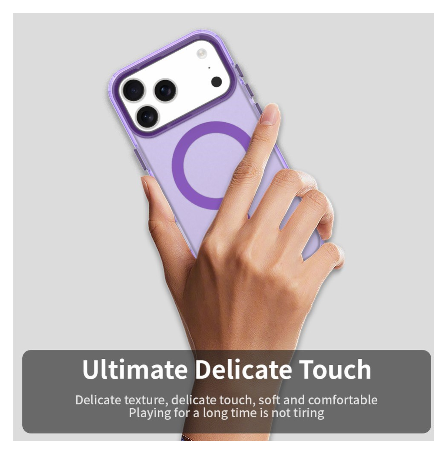 Apple iPhone 17 Pro Hoesje MagSafe Backcover Semi-Transparant & Paars afbeelding 6