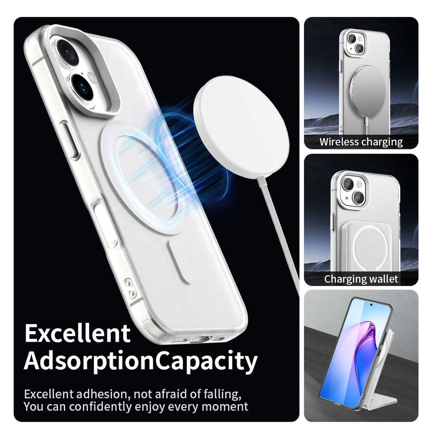 Apple iPhone 17 Hoesje MagSafe Backcover Semi-Transparant & Wit afbeelding 4