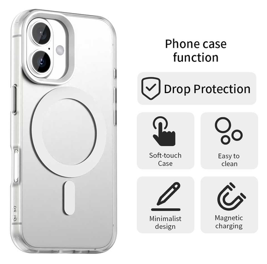 Apple iPhone 17 Hoesje MagSafe Backcover Semi-Transparant & Wit afbeelding 6