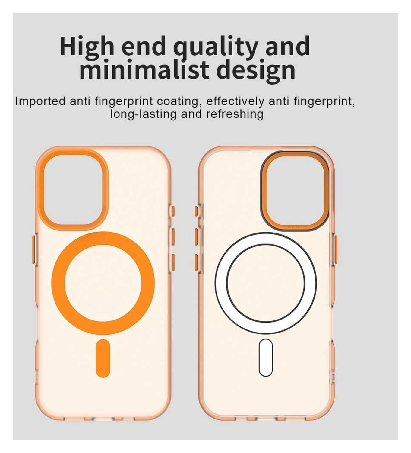 Apple iPhone 17 Hoesje MagSafe Backcover Semi-Transparant & Oranje afbeelding 9