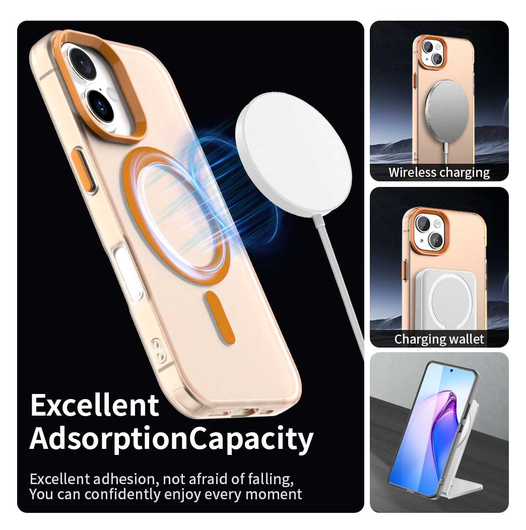 Apple iPhone 17 Hoesje MagSafe Backcover Semi-Transparant & Oranje afbeelding 2