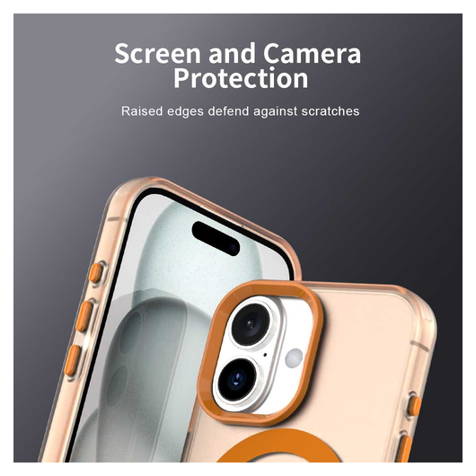 Apple iPhone 17 Hoesje MagSafe Backcover Semi-Transparant & Oranje afbeelding 4