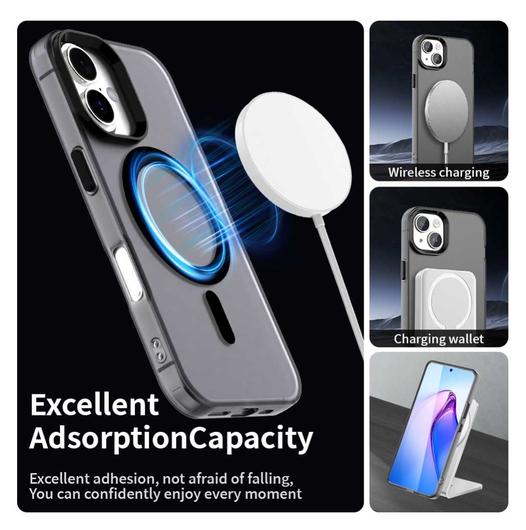 Apple iPhone 17 Hoesje MagSafe Backcover Semi-Transparant & Zwart afbeelding 2