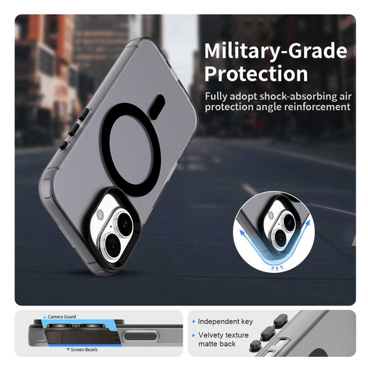 Apple iPhone 17 Hoesje MagSafe Backcover Semi-Transparant & Zwart afbeelding 3