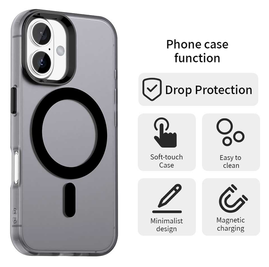 Apple iPhone 17 Hoesje MagSafe Backcover Semi-Transparant & Zwart afbeelding 5