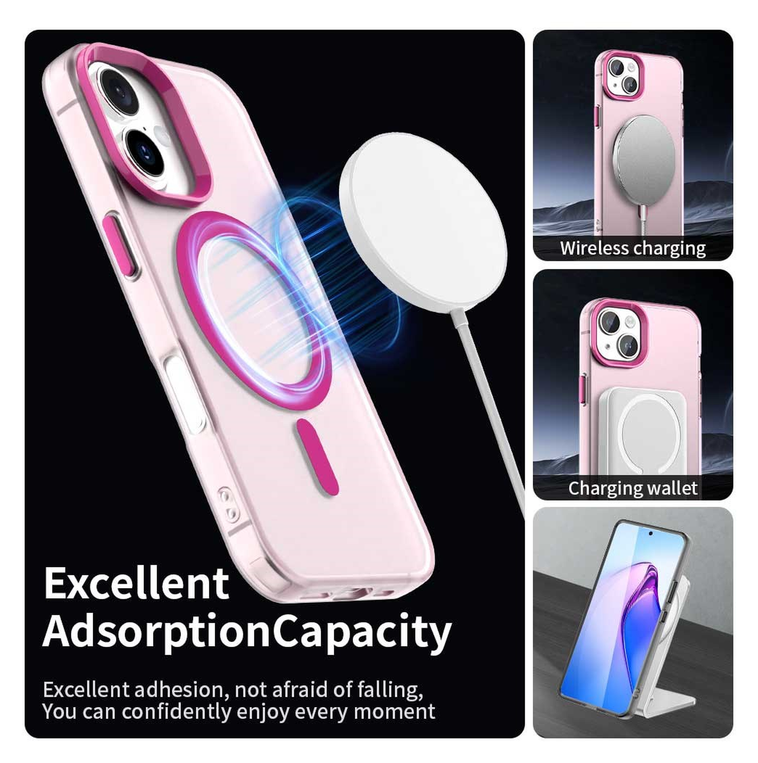 Apple iPhone 17 Hoesje MagSafe Backcover Semi-Transparant & Roze afbeelding 3