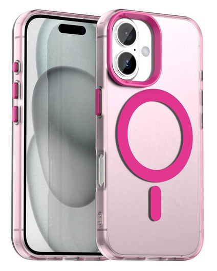 Apple iPhone 17 Hoesje MagSafe Backcover Semi-Transparant & Roze afbeelding 1
