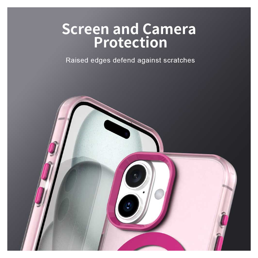 Apple iPhone 17 Hoesje MagSafe Backcover Semi-Transparant & Roze afbeelding 4