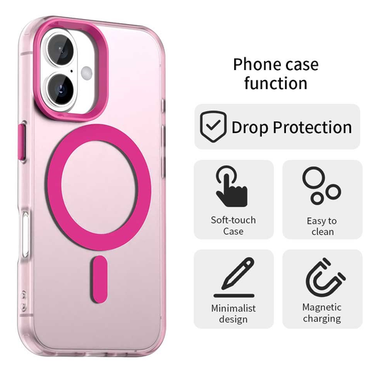 Apple iPhone 17 Hoesje MagSafe Backcover Semi-Transparant & Roze afbeelding 6