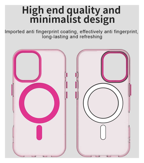 Apple iPhone 17 Hoesje MagSafe Backcover Semi-Transparant & Roze afbeelding 7