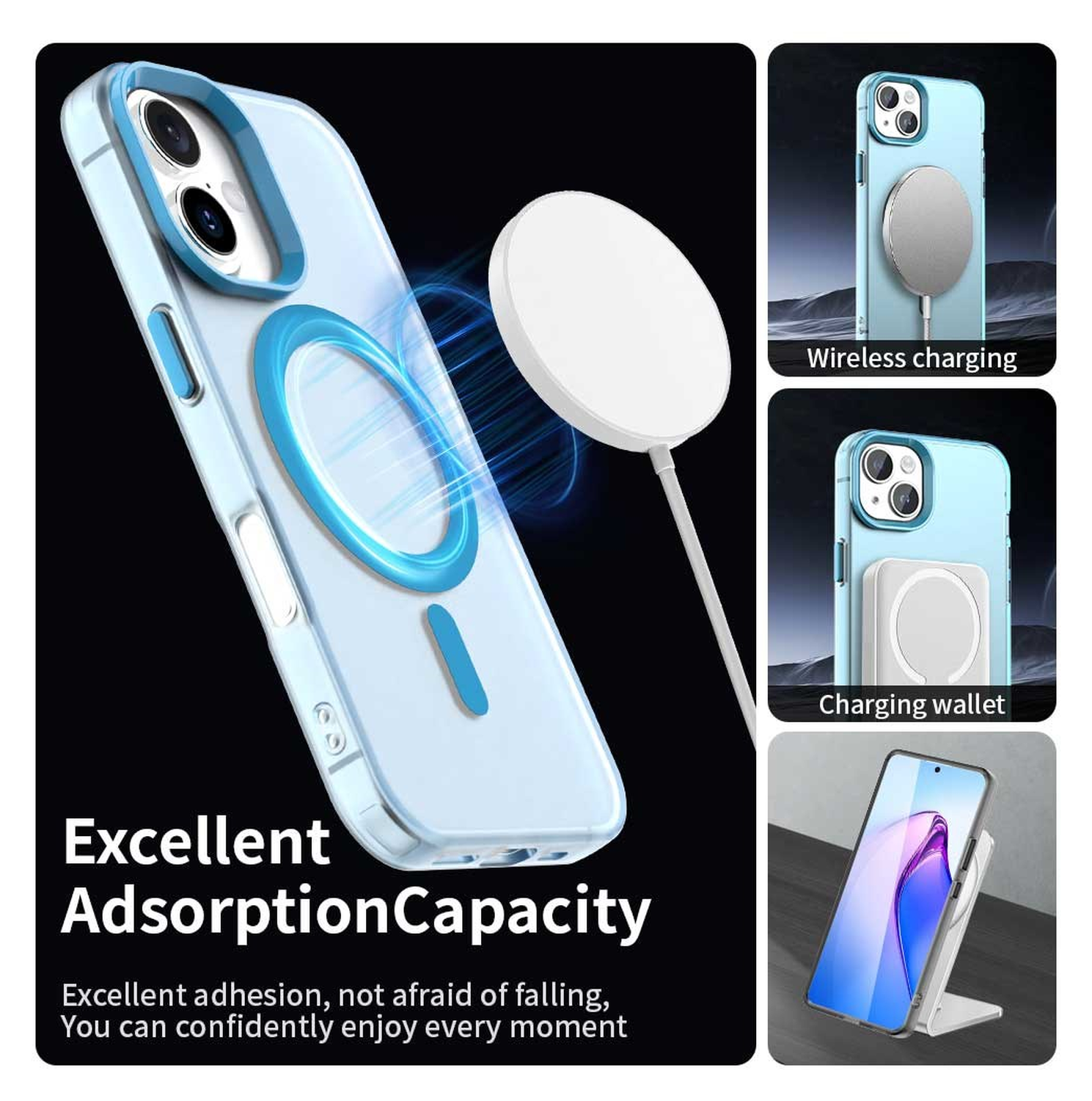 Apple iPhone 17 Hoesje MagSafe Backcover Semi-Transparant & Blauw afbeelding 4