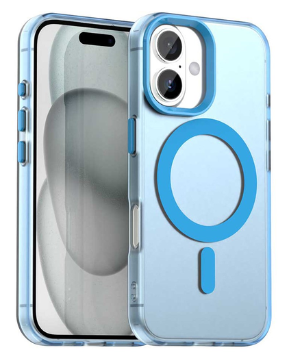 Apple iPhone 17 Hoesje MagSafe Backcover Semi-Transparant & Blauw afbeelding 1