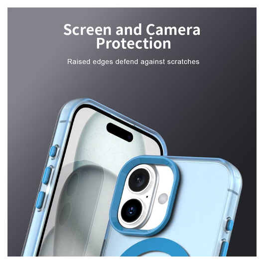 Apple iPhone 17 Hoesje MagSafe Backcover Semi-Transparant & Blauw afbeelding 10