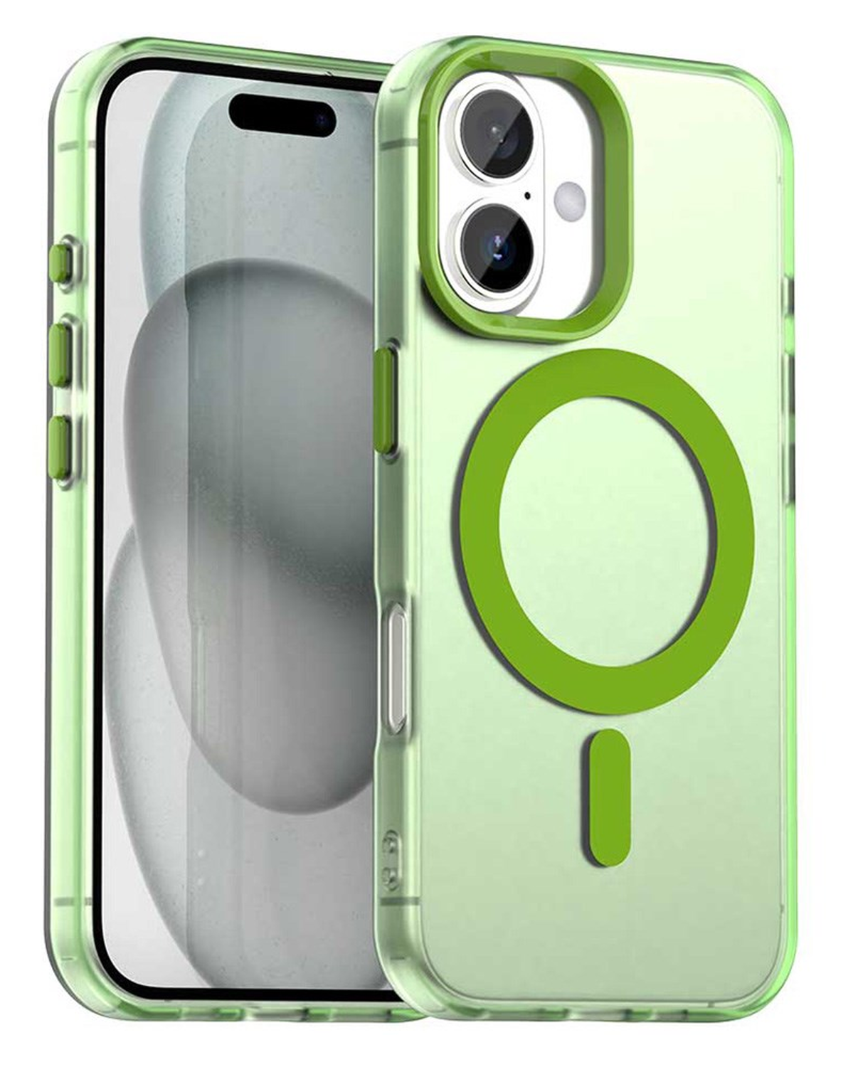 Apple iPhone 17 Hoesje MagSafe Backcover Semi-Transparant & Groen afbeelding 1