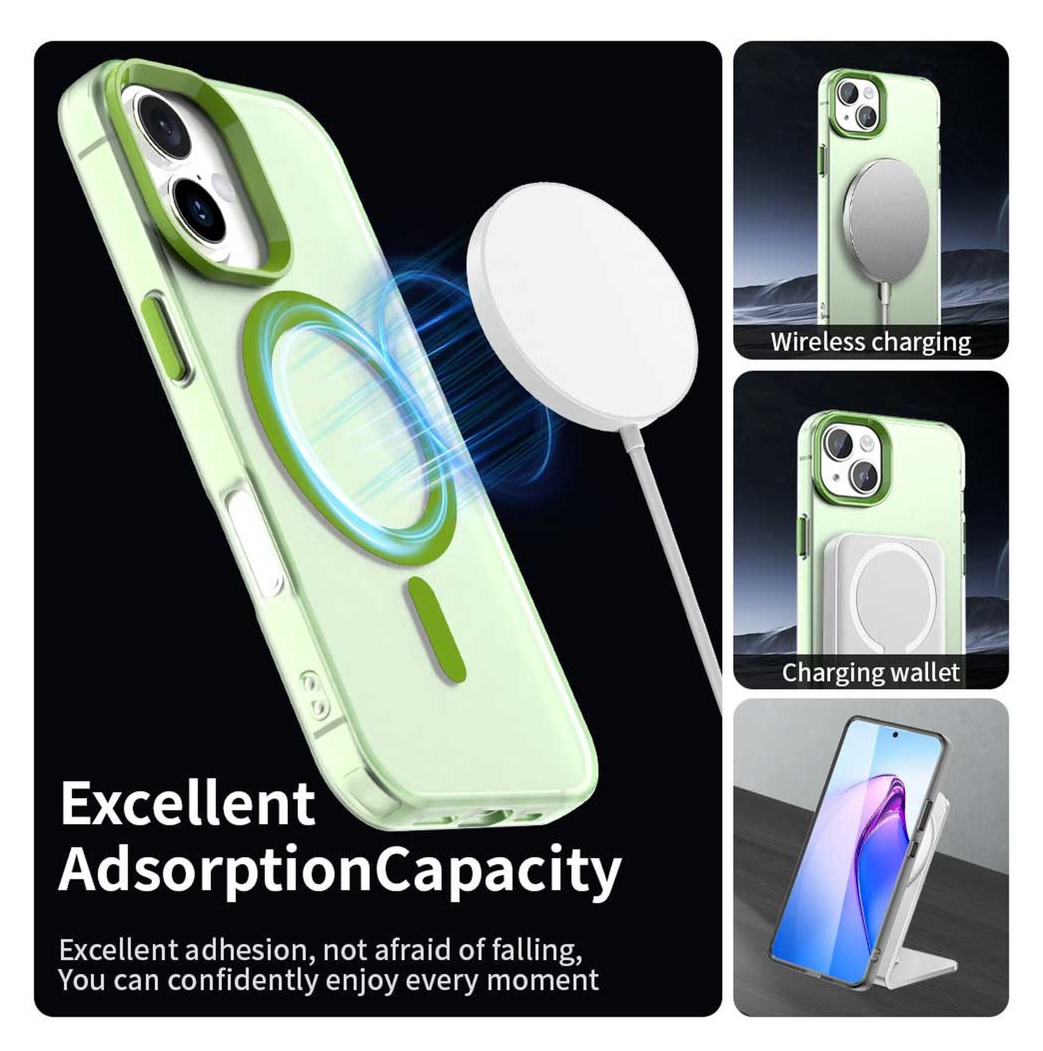 Apple iPhone 17 Hoesje MagSafe Backcover Semi-Transparant & Groen afbeelding 8