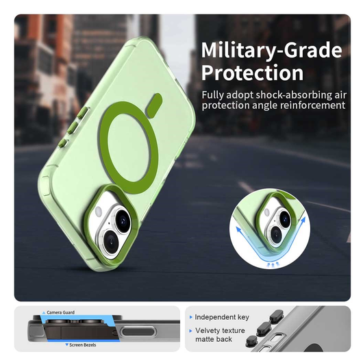 Apple iPhone 17 Hoesje MagSafe Backcover Semi-Transparant & Groen afbeelding 4