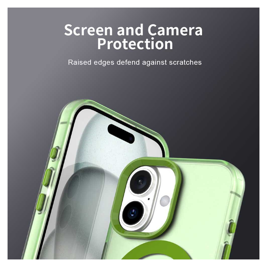 Apple iPhone 17 Hoesje MagSafe Backcover Semi-Transparant & Groen afbeelding 6