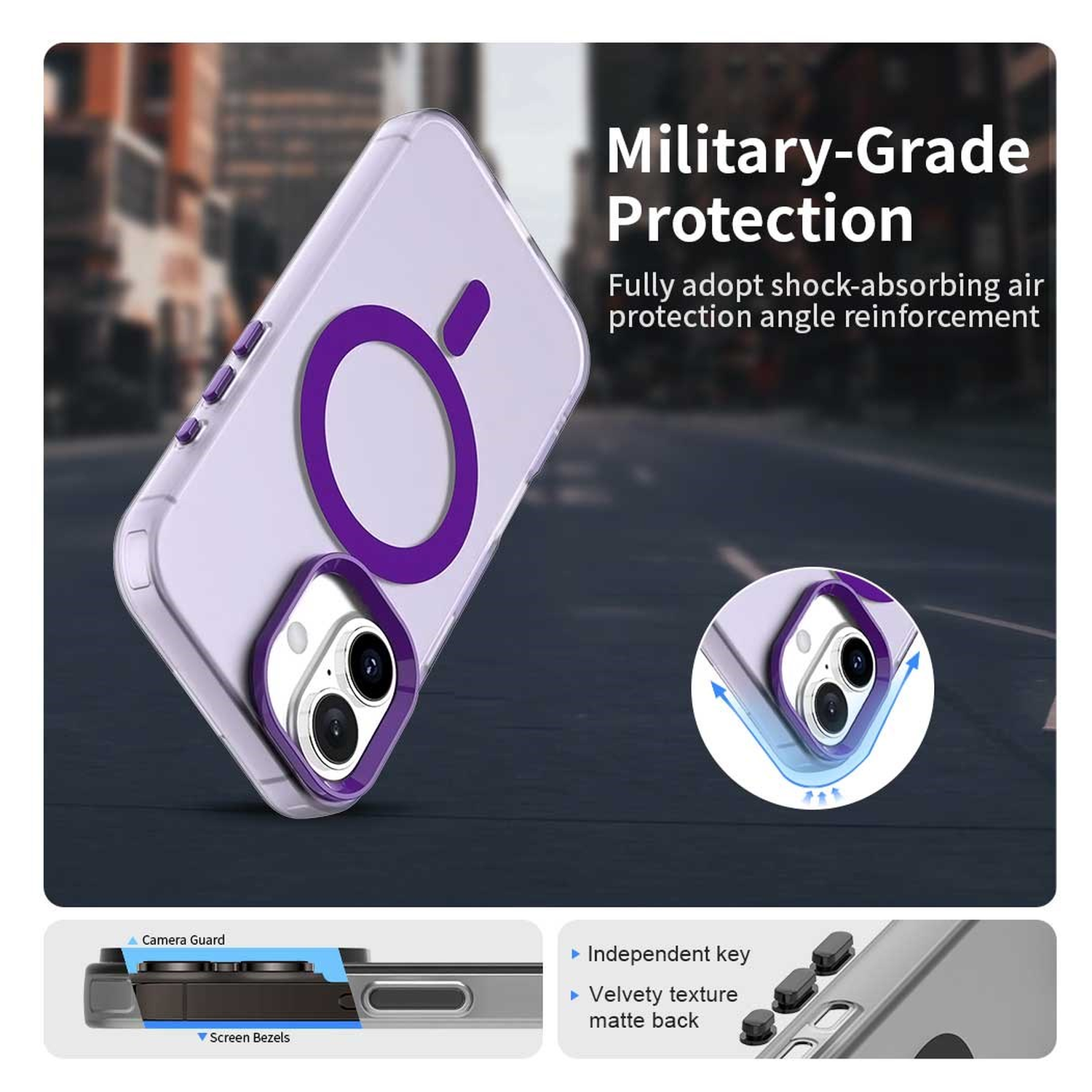 Apple iPhone 17 Hoesje MagSafe Backcover Semi-Transparant & Paars afbeelding 6