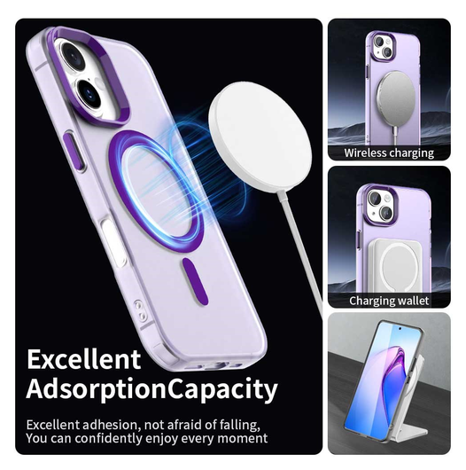 Apple iPhone 17 Hoesje MagSafe Backcover Semi-Transparant & Paars afbeelding 4