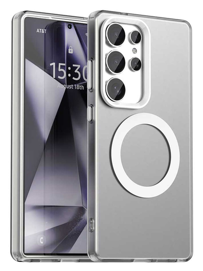 Samsung Galaxy S25 Ultra Hoesje MagSafe Backcover Semi-Transparant & Wit afbeelding 1