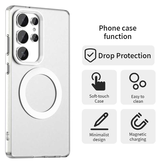 Samsung Galaxy S25 Ultra Hoesje MagSafe Backcover Semi-Transparant & Wit afbeelding 2