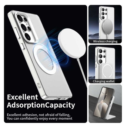 Samsung Galaxy S25 Ultra Hoesje MagSafe Backcover Semi-Transparant & Wit afbeelding 6