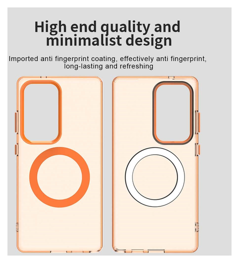 Samsung Galaxy S25 Ultra Hoesje MagSafe Backcover Semi-Transparant & Oranje afbeelding 10