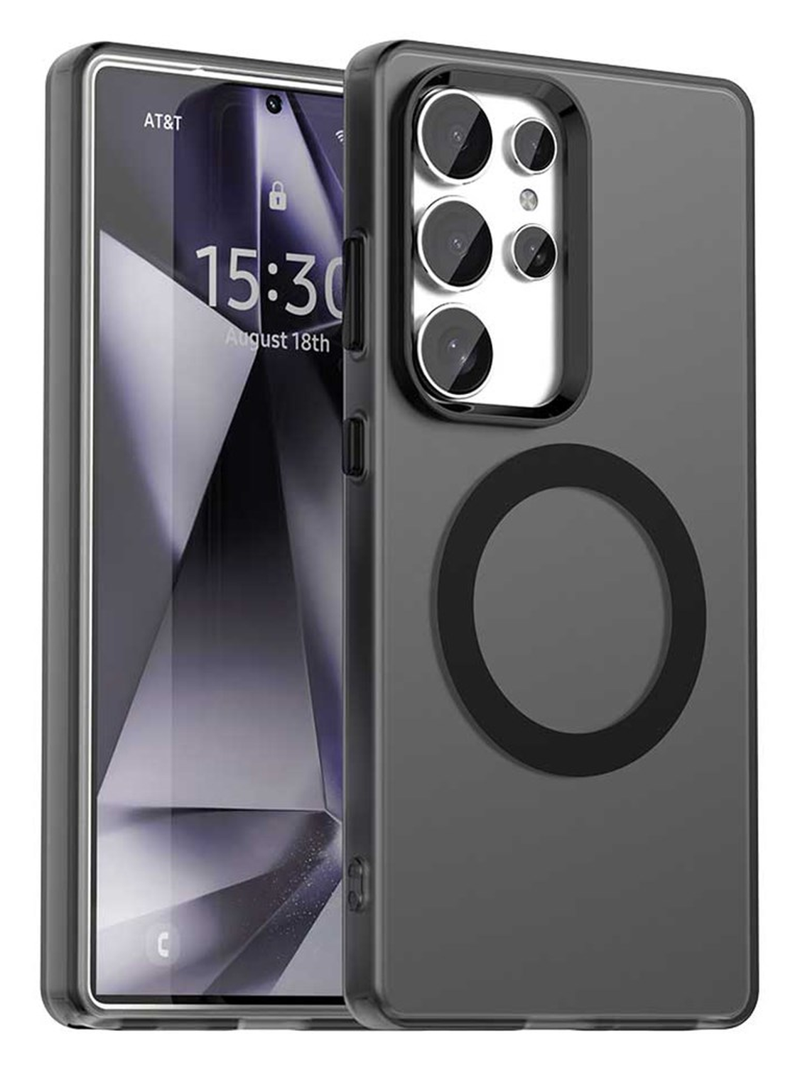 Samsung Galaxy S25 Ultra Hoesje MagSafe Backcover Semi-Transparant & Zwart afbeelding 1