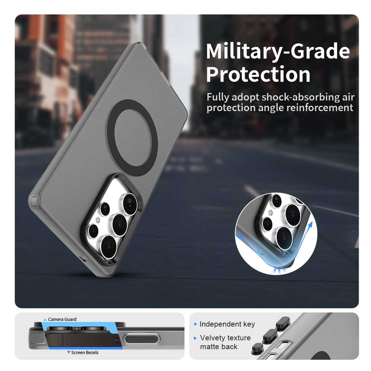 Samsung Galaxy S25 Ultra Hoesje MagSafe Backcover Semi-Transparant & Zwart afbeelding 2