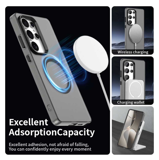 Samsung Galaxy S25 Ultra Hoesje MagSafe Backcover Semi-Transparant & Zwart afbeelding 4