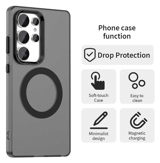 Samsung Galaxy S25 Ultra Hoesje MagSafe Backcover Semi-Transparant & Zwart afbeelding 7